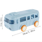 Bus Shape Water Bottle with food-grade silicone straw and thick shoulder strap, designed for convenience and fun.