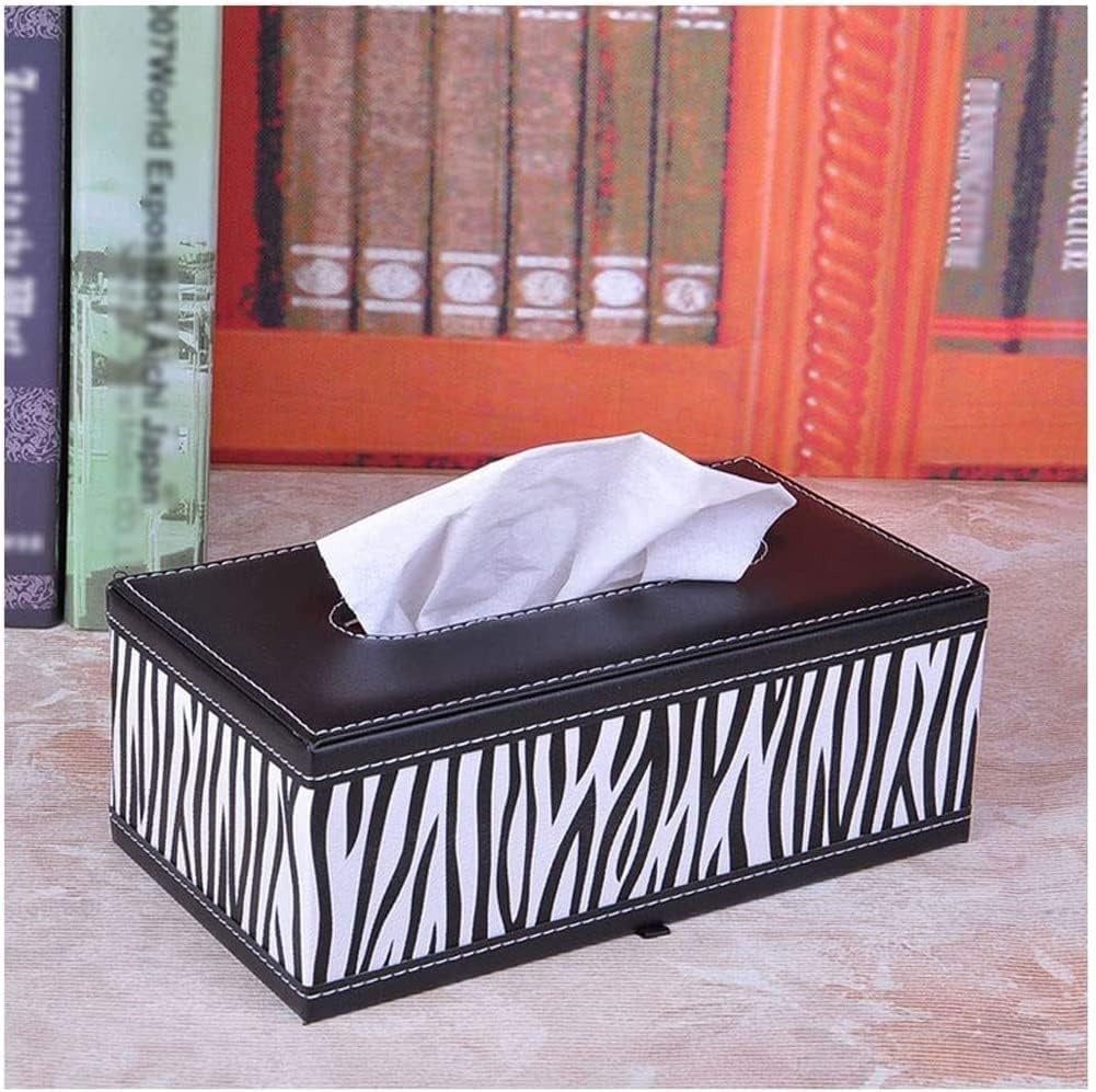 Zebra Pattern Leather Tissue Box Holder