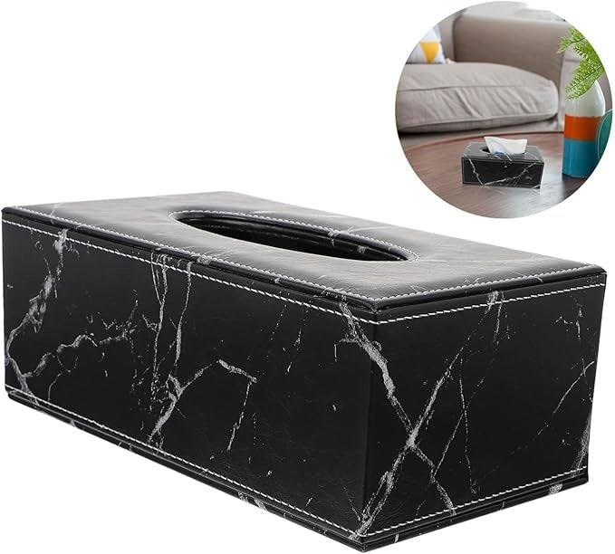 Black Leather Tissue Holder