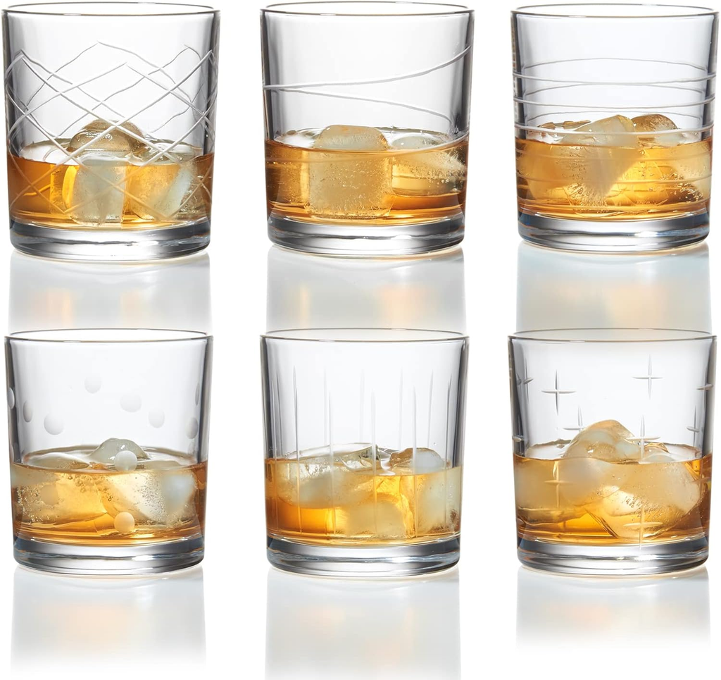 Vintage-Inspired Etched Whiskey Glass Set