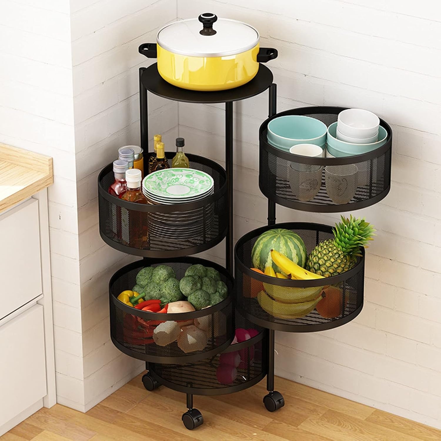 360° Rotating Kitchen Storage Trolley