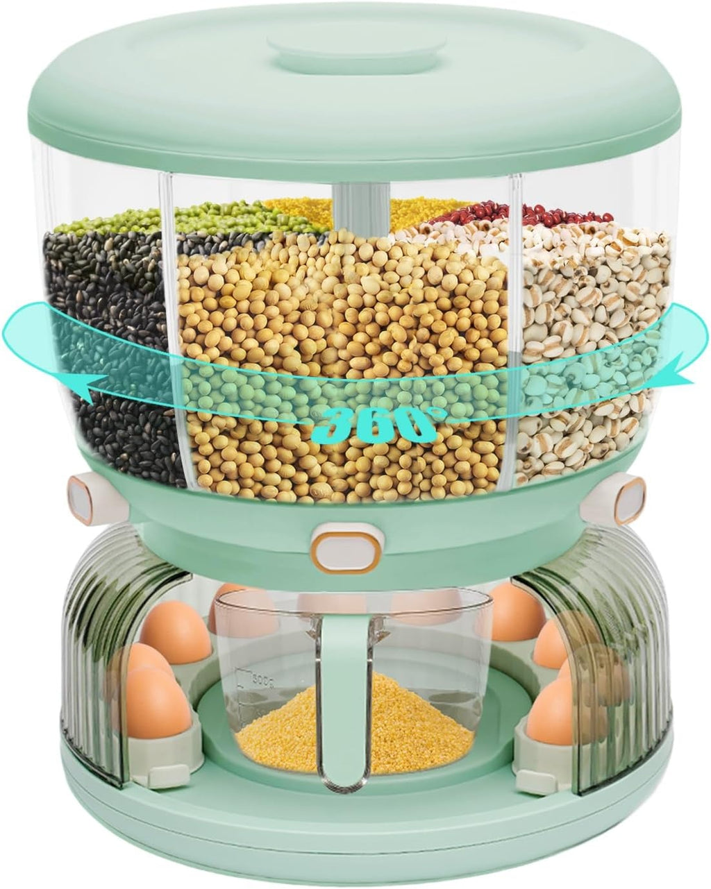 360° Rotating Rice Dispenser with Egg Tray