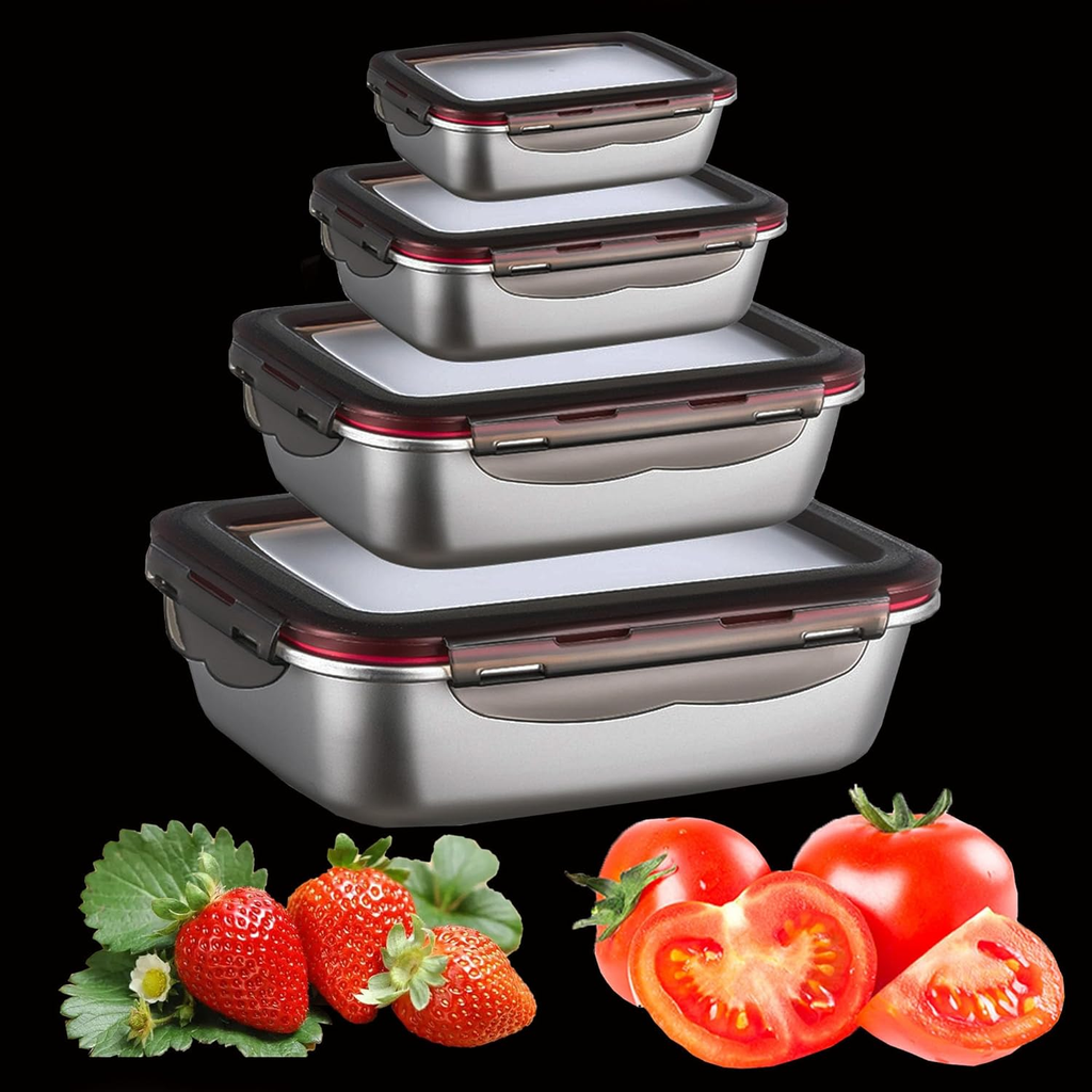 4-Piece Stainless Steel Bento Box Set