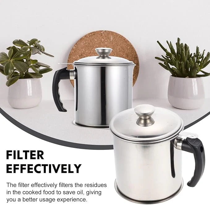 Stainless Steel Oil Strainer Pot - 1.4L