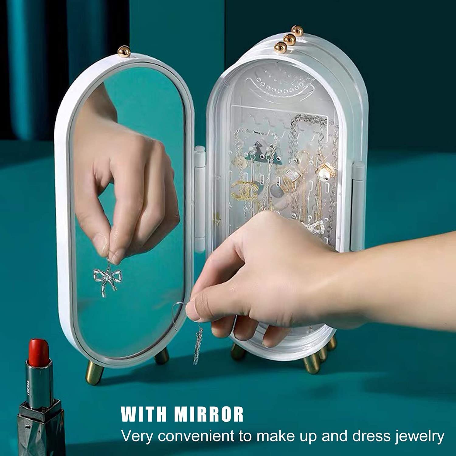 Acrylic Foldable Jewelry Box with Mirror