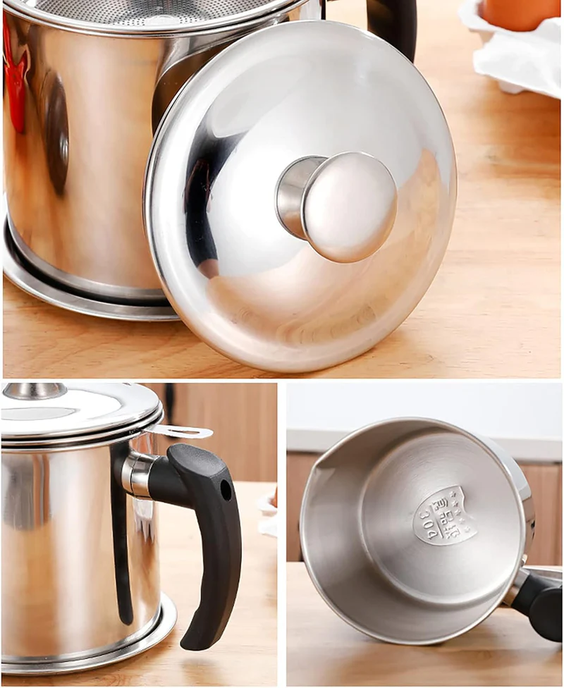 Stainless Steel Oil Strainer Pot - 1.4L