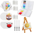 Art supplies including markers, ink pads, and an easel on a white background