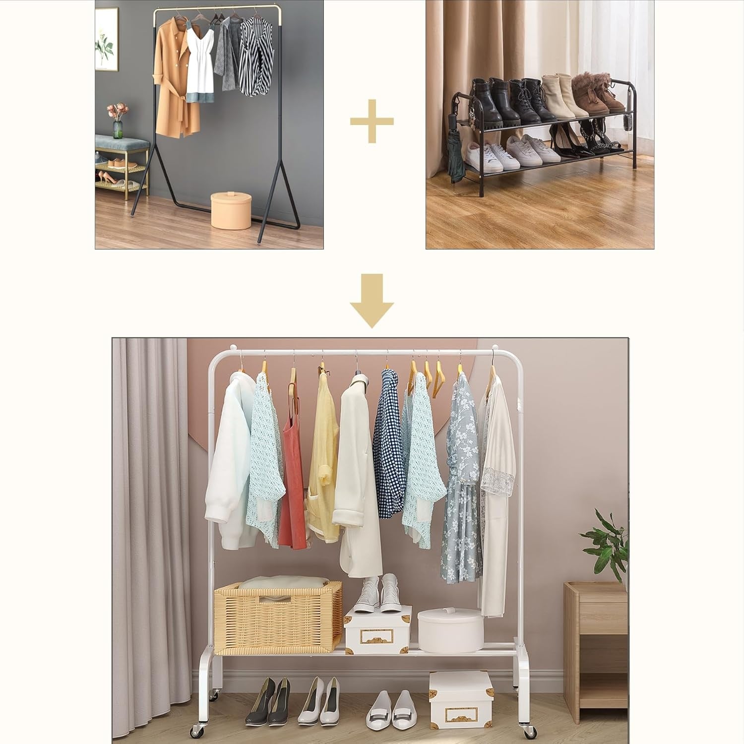 Metal Clothing Rack with Wheels