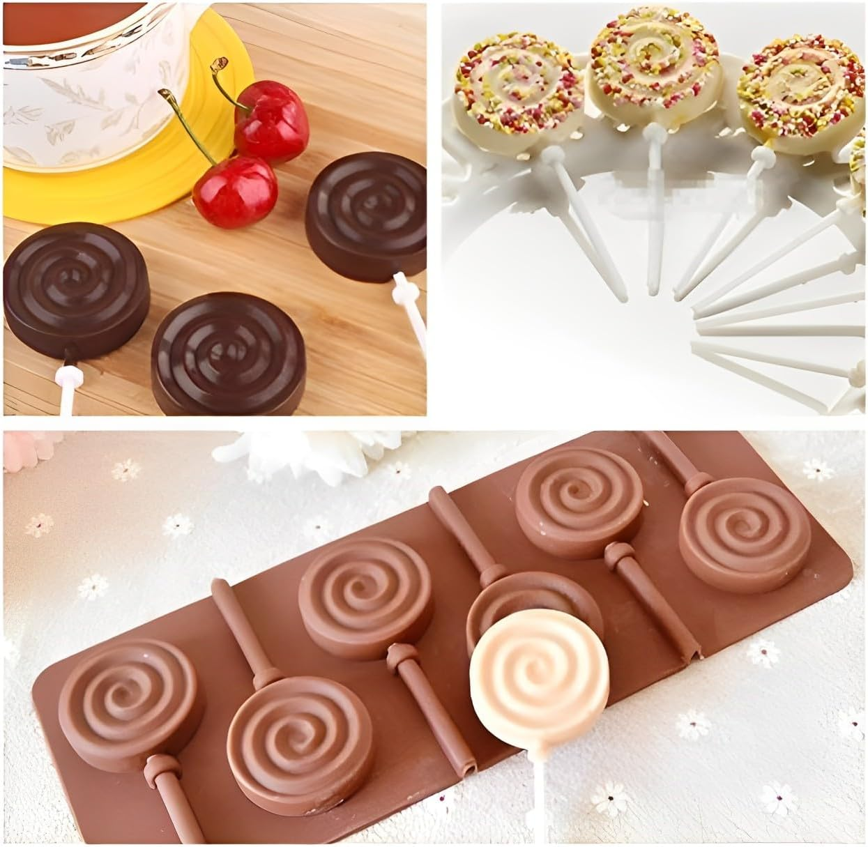 Silicone Lollipop Mold - Round Swirl Design