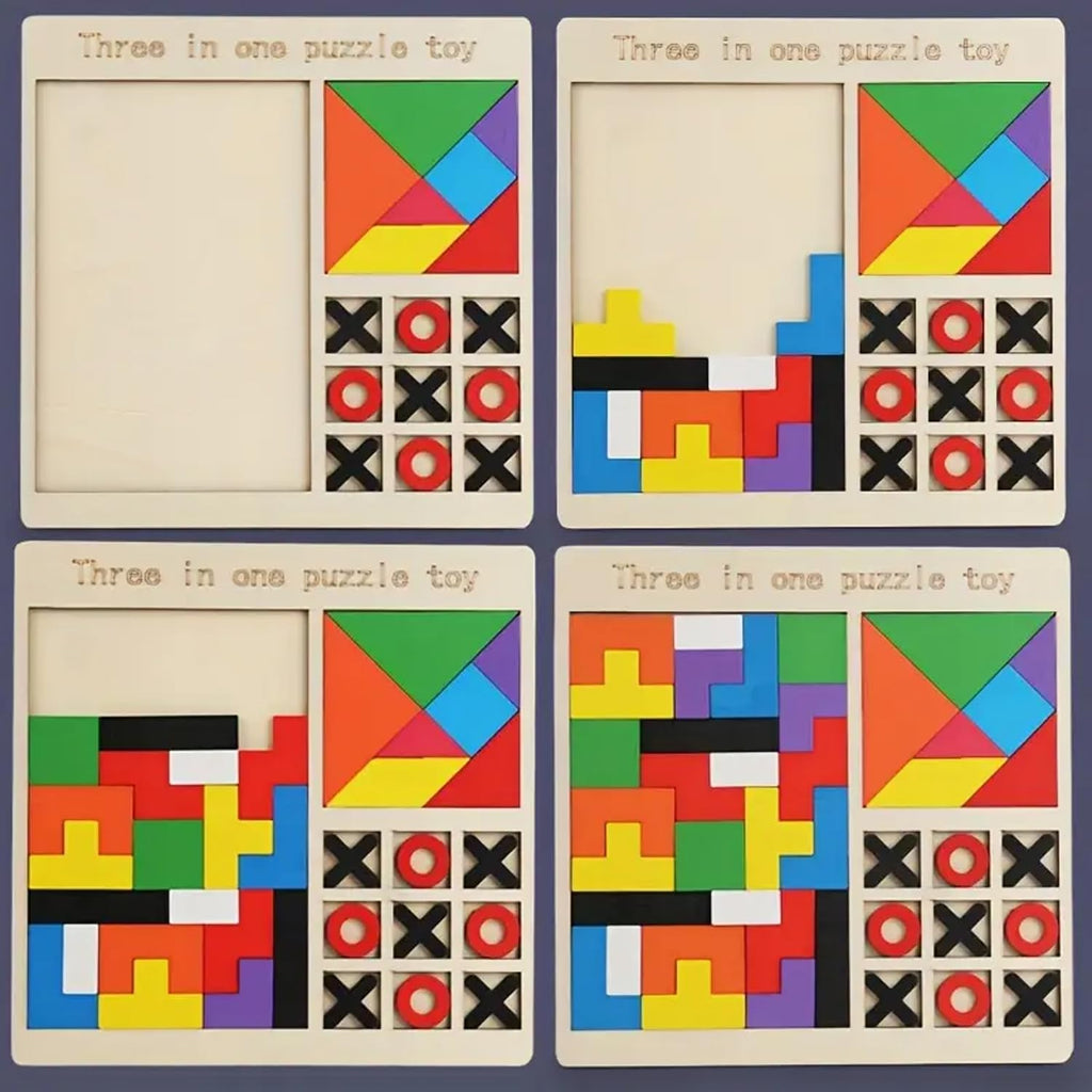 3-in-1 Wooden Puzzle Set
