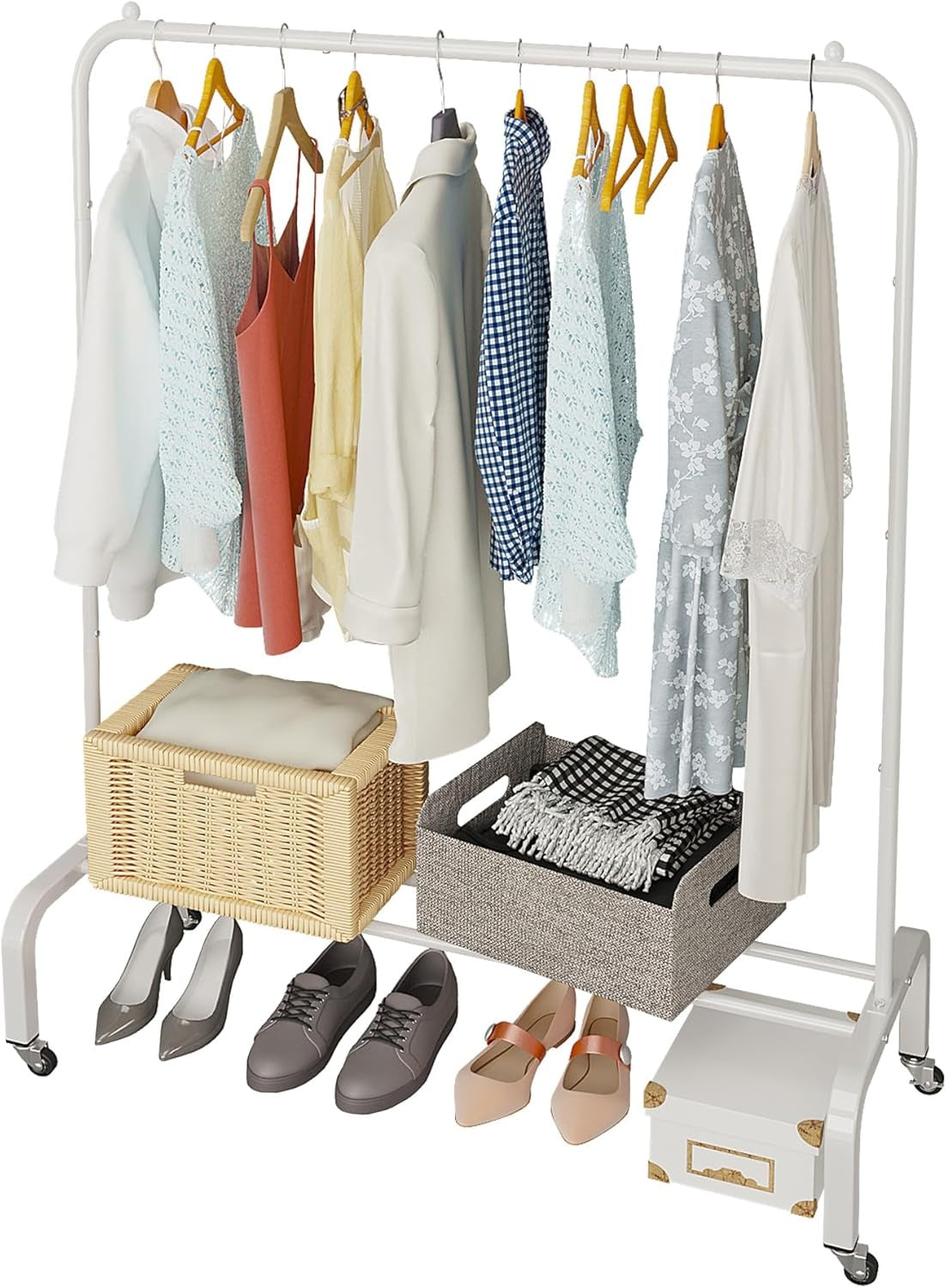 Metal Clothing Rack with Wheels
