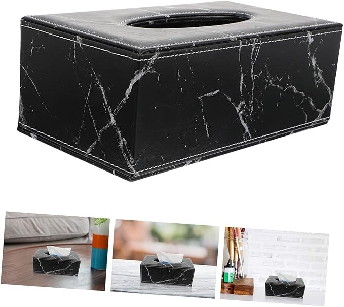 Black Leather Tissue Holder