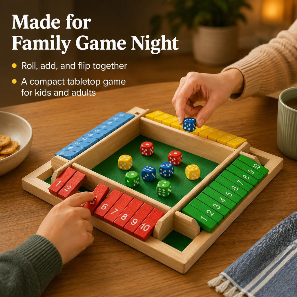 Shut the Box — 4 Player Wooden Dice Game