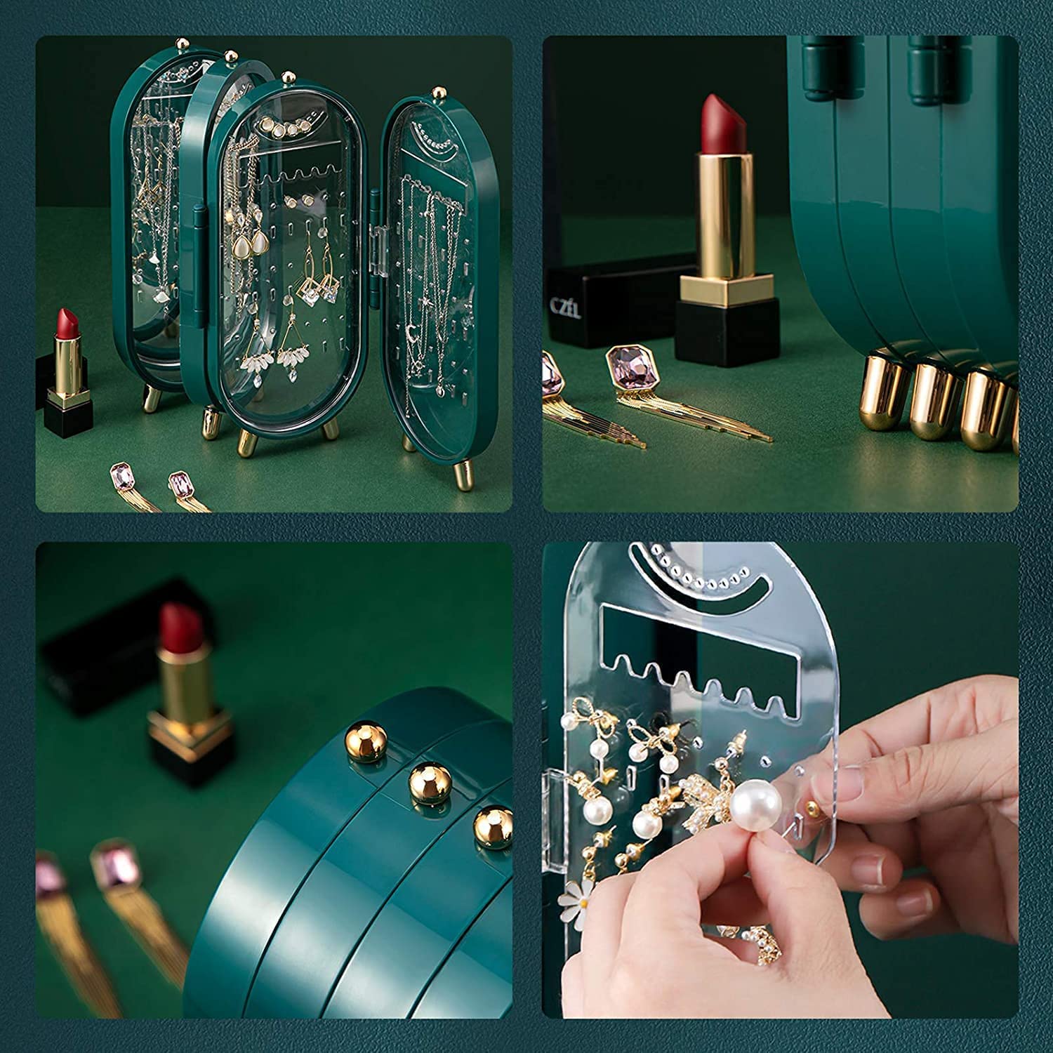 Acrylic Foldable Jewelry Box with Mirror