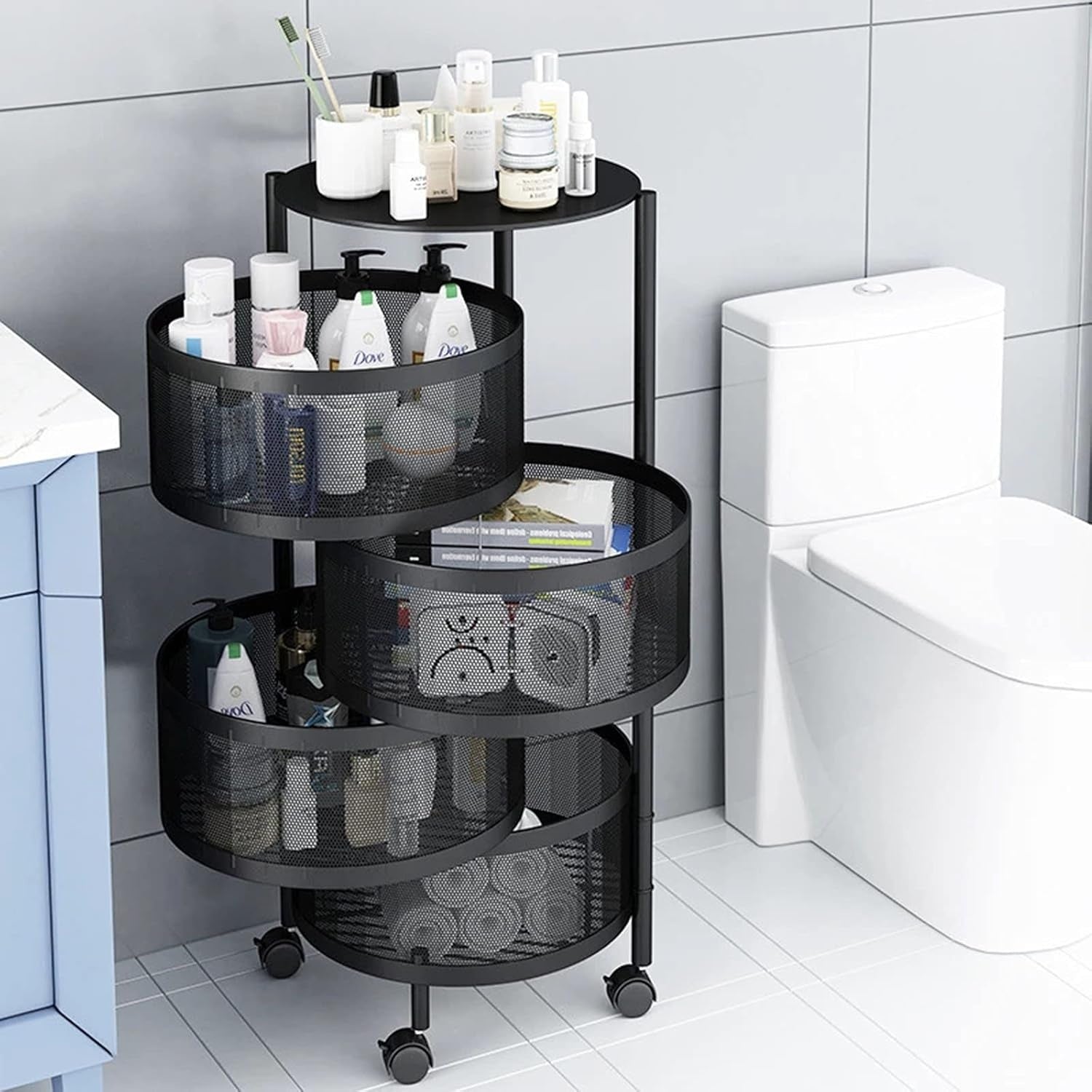 360° Rotating Kitchen Storage Trolley