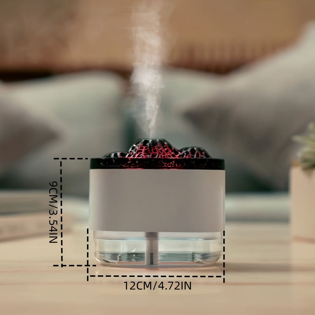 Volcano Humidifier - 300ml، 7 رنگین گراڈینٹ لائٹ، دو سپرے موڈ