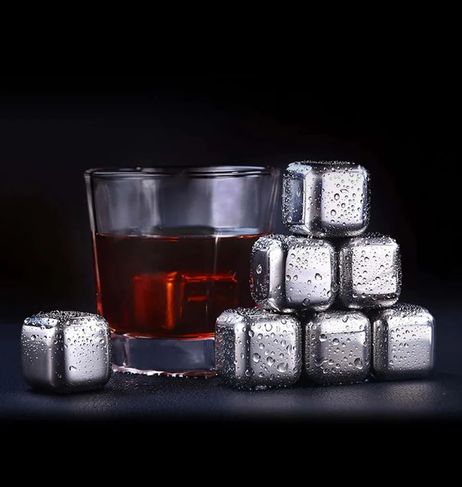 Stainless Steel Ice Cubes — Set of 8