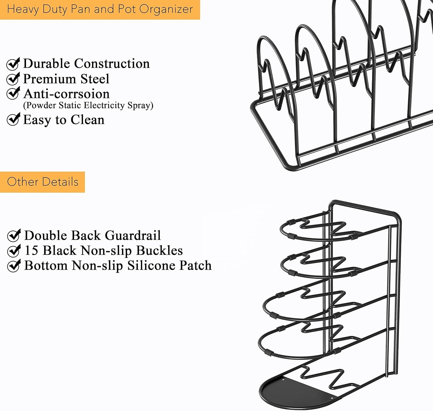 5-Tier Heavy-Duty Pan and Pot Organizer Rack