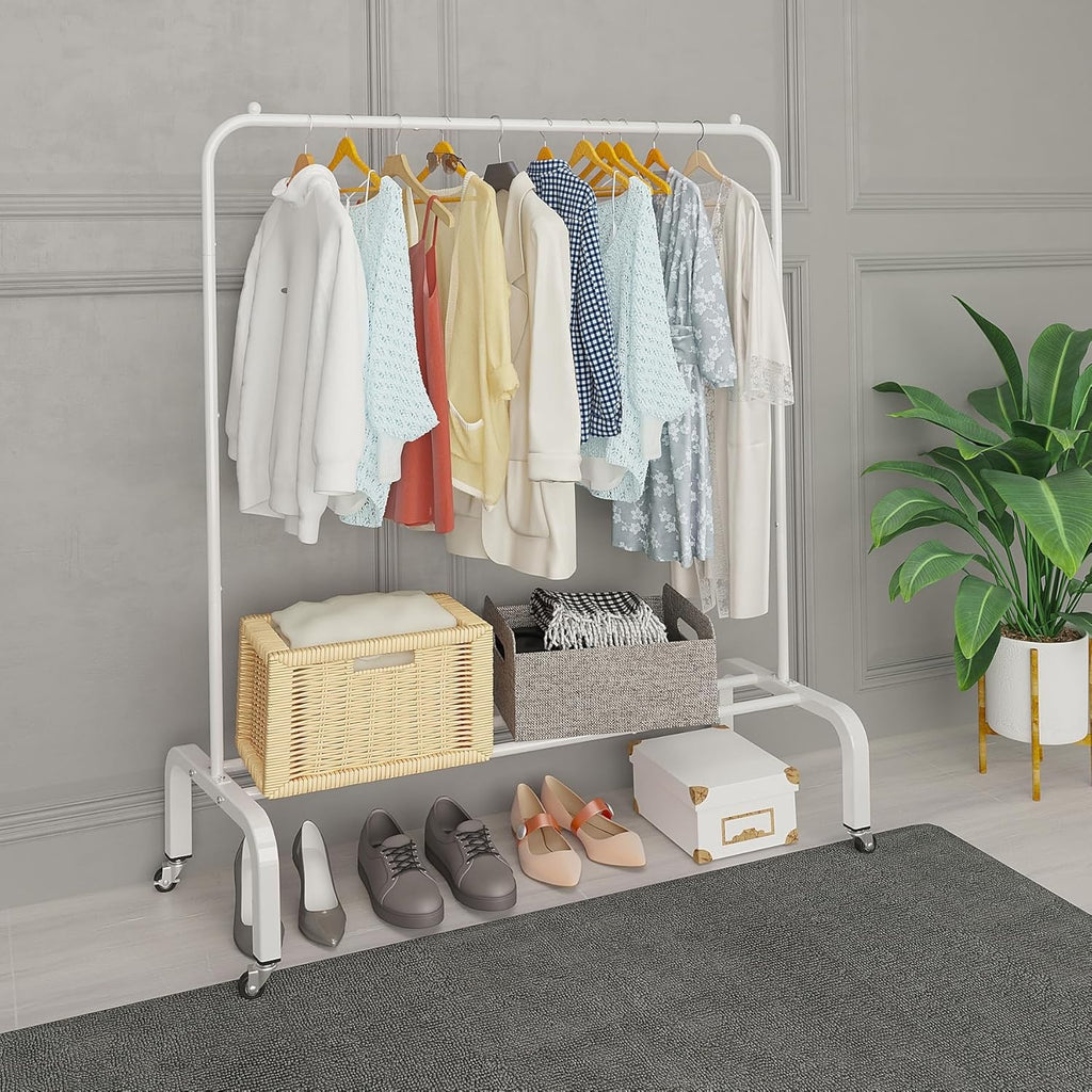 Metal Clothing Rack with Wheels