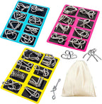 Set of metal hooks on colorful trays with a drawstring bag on a white background