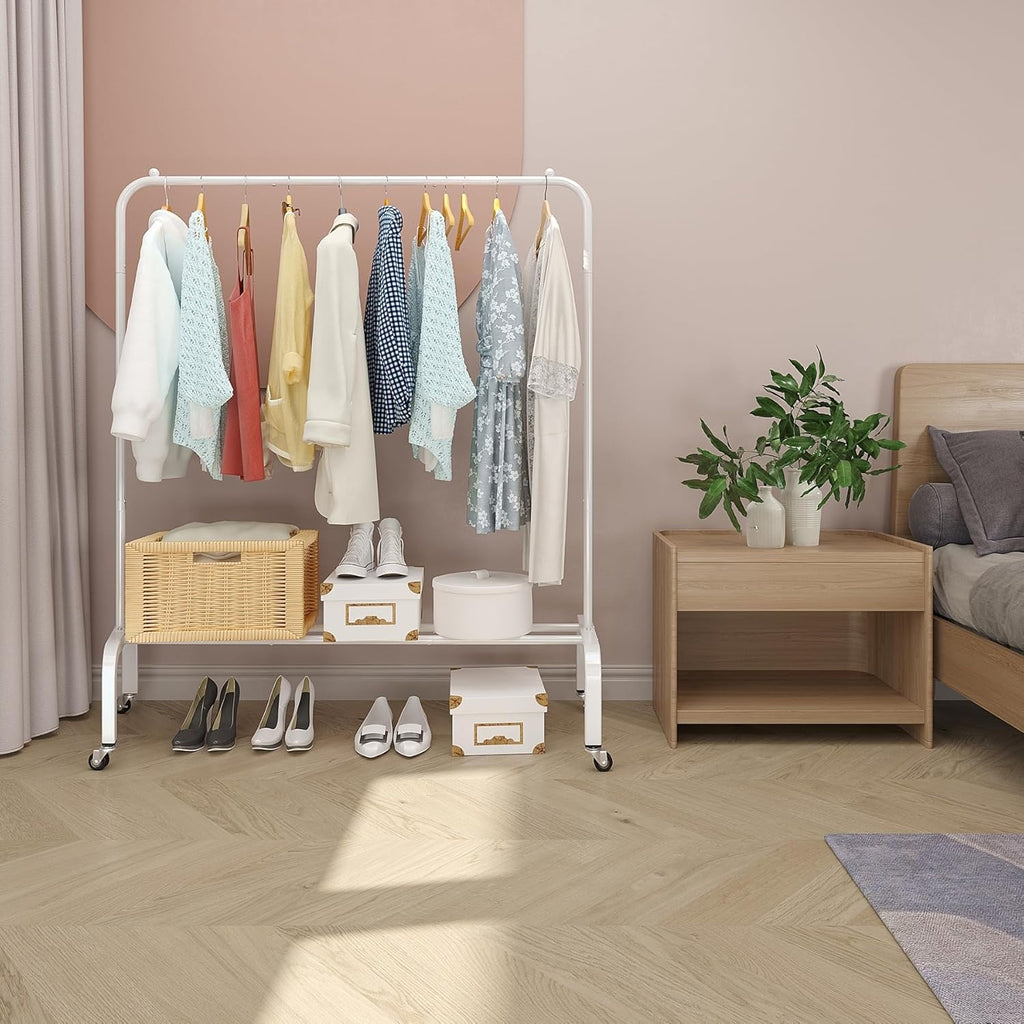 Metal Clothing Rack with Wheels