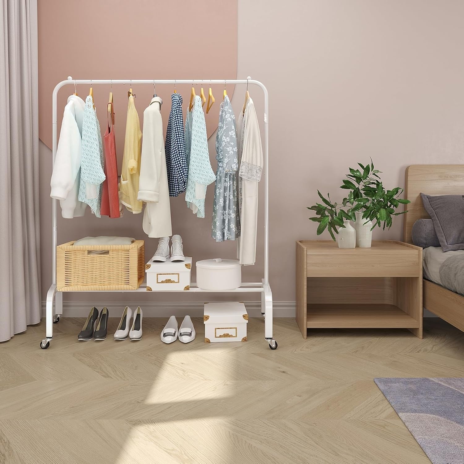 Metal Clothing Rack with Wheels