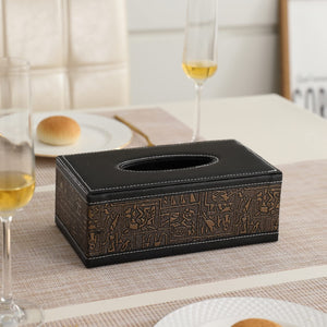 Leather Tissue Box Holder (Roman Print)