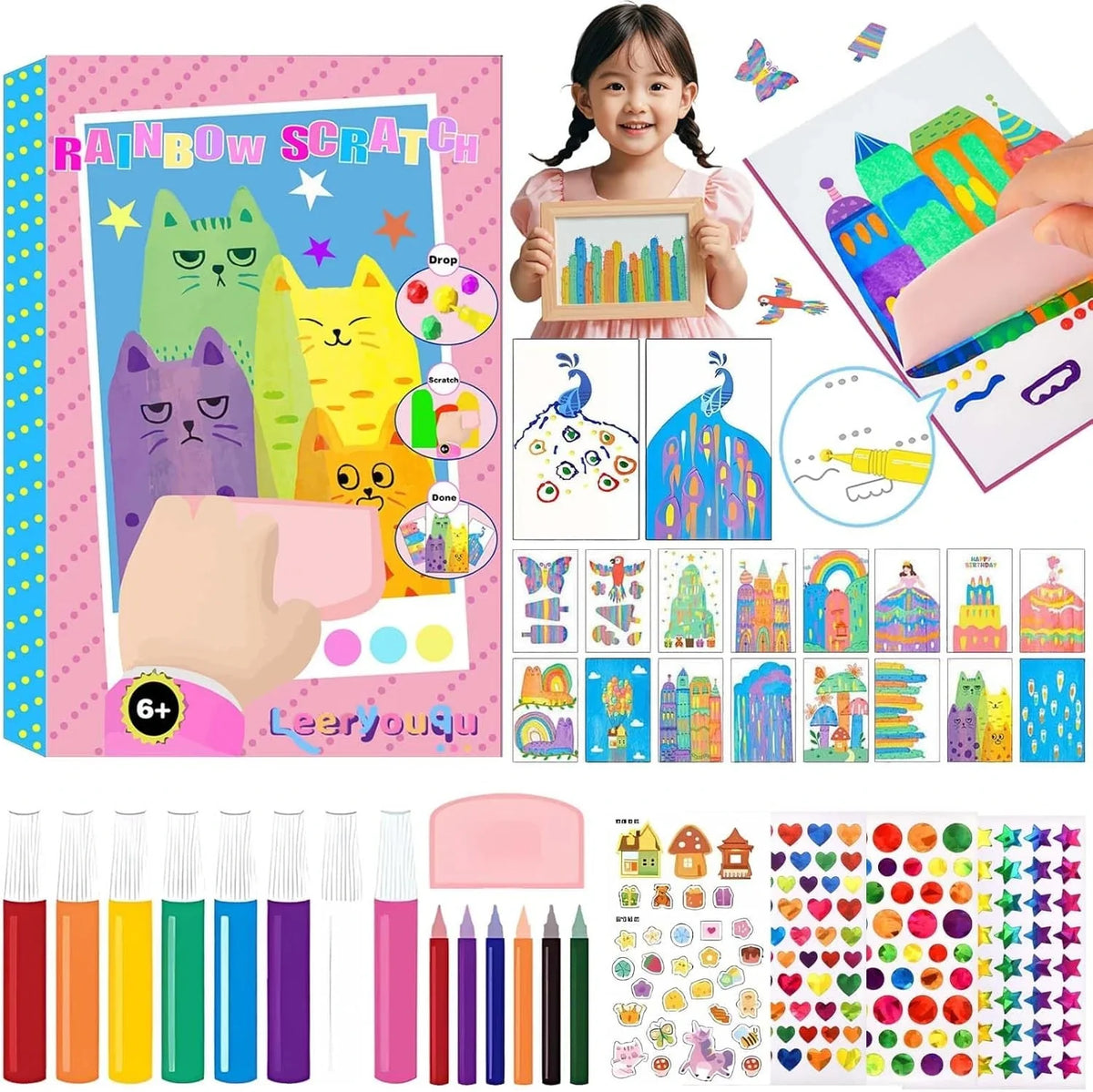 Rainbow Squeeze Art — Craft Kit shown in detail – arts & crafts for kids