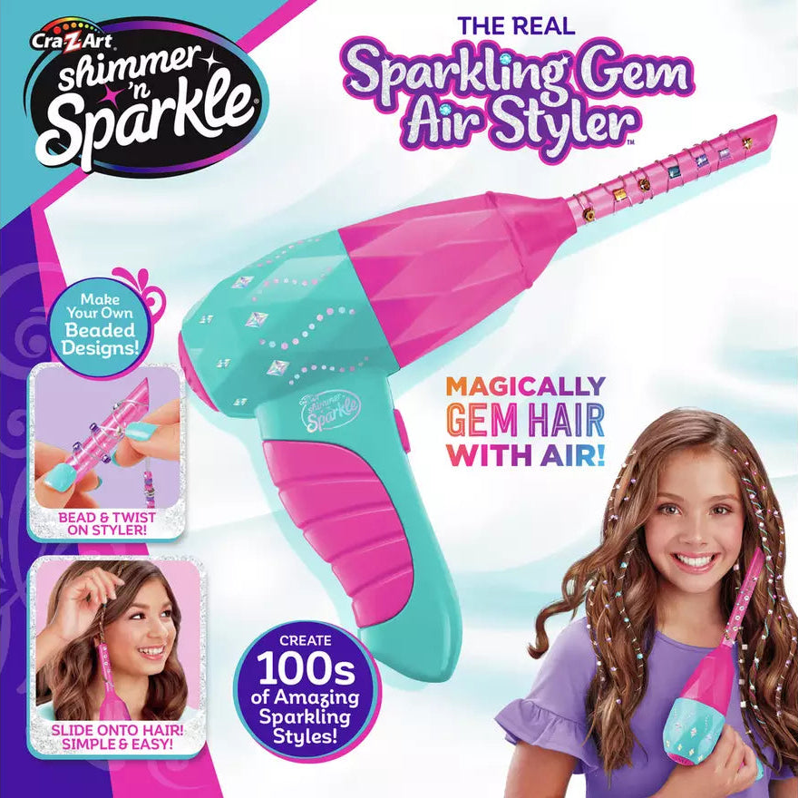 Sparkling gem air hair styler with beads, elastic thread, letter beads, charms and mini combs