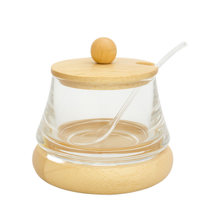 Glass & Bamboo Honey Jar