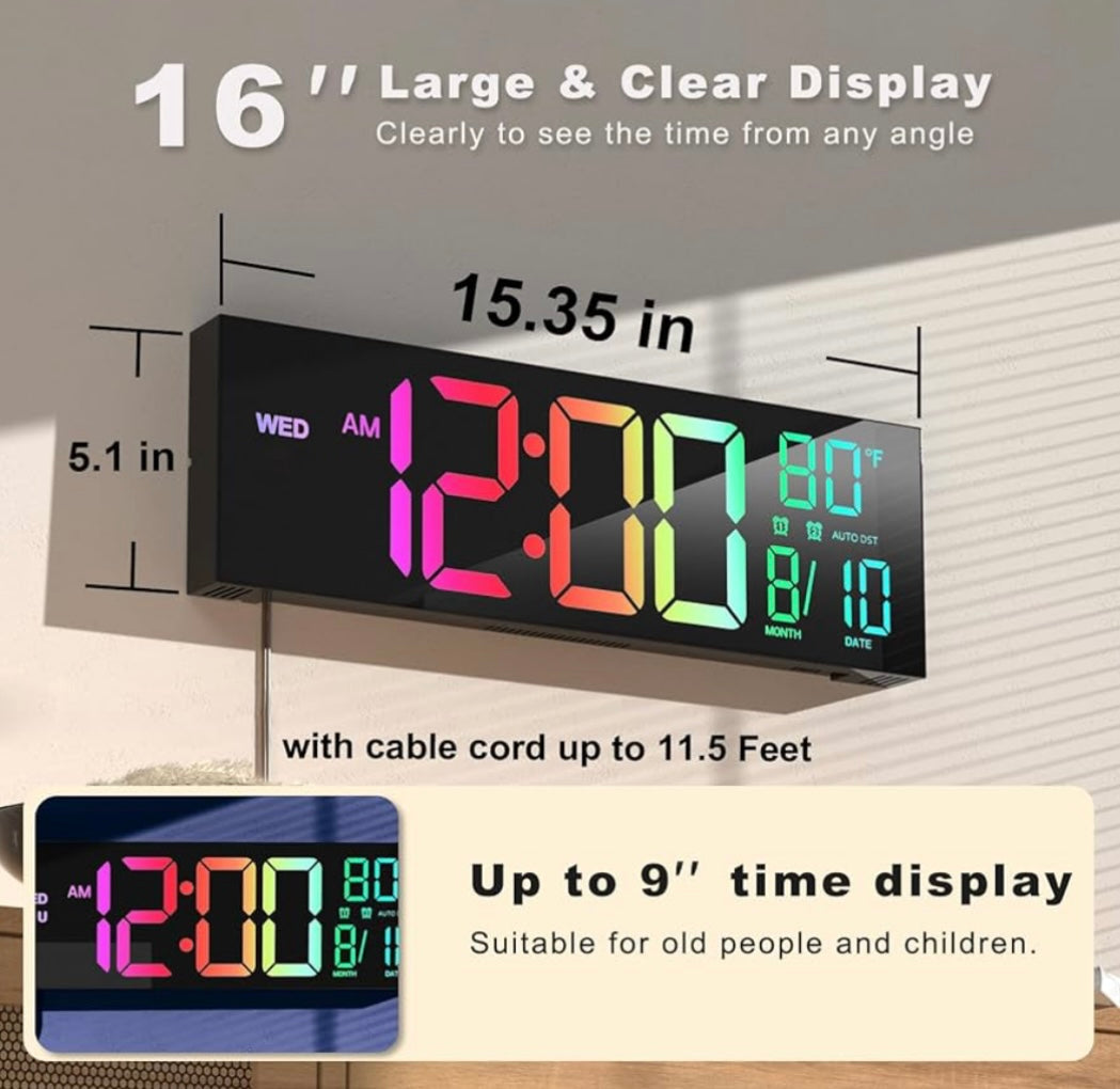 Modern LED Wall Clock with Large Display