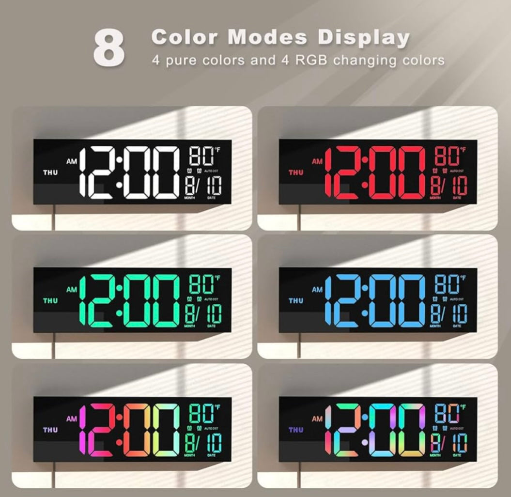 Modern LED Wall Clock with Large Display