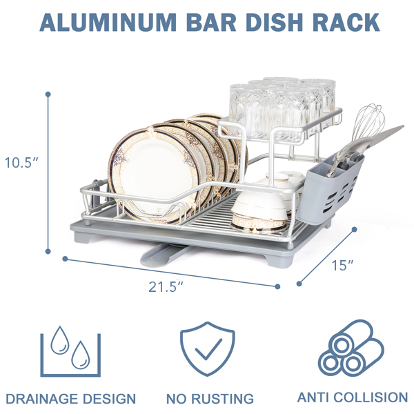 2-Tier Aluminum Dish Drying Rack