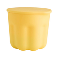 Yellow plastic container with a lid on a white background
