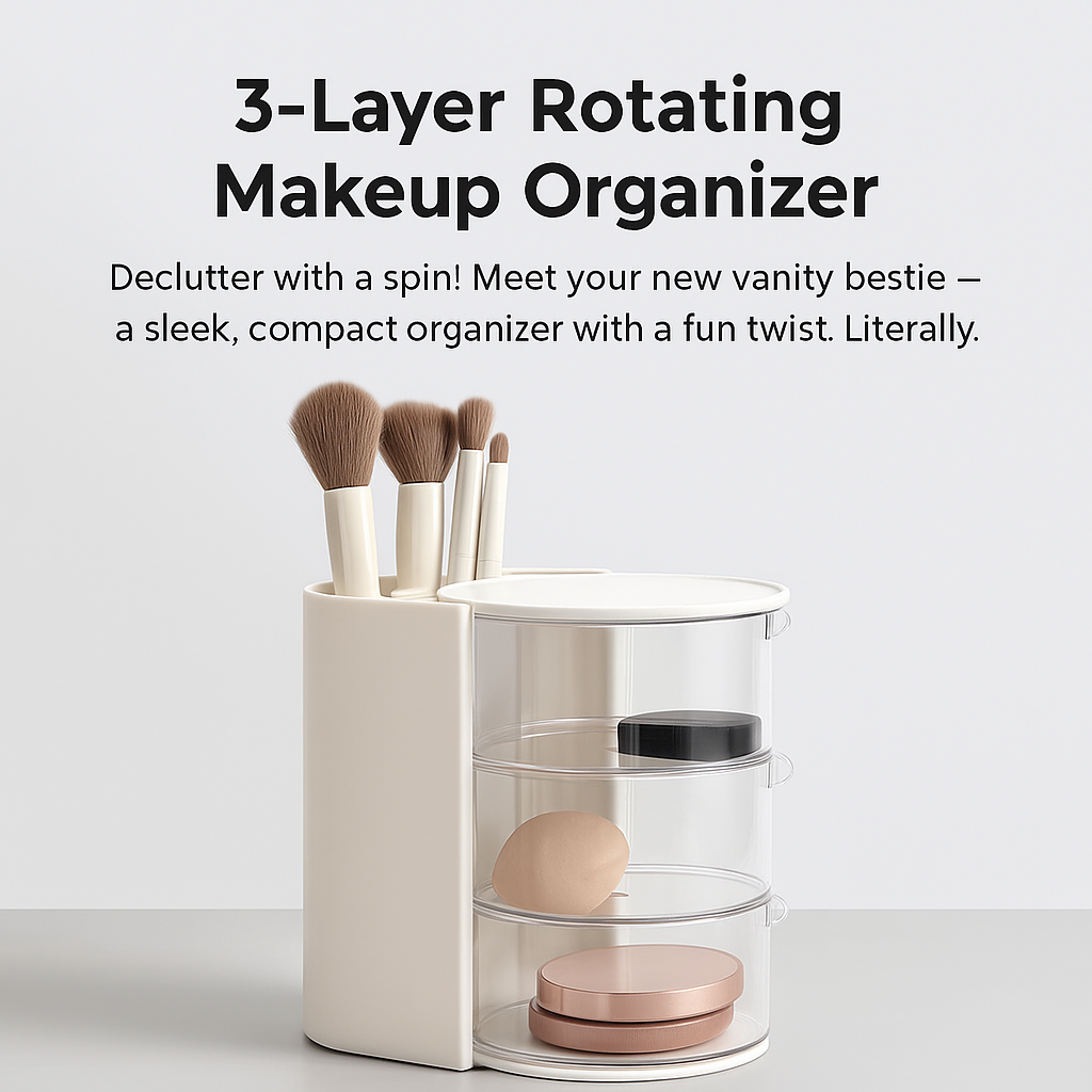 3-Layer Rotating Makeup Organizer
