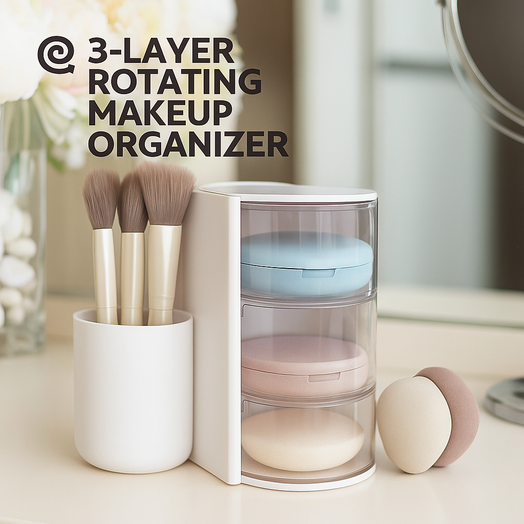 3-Layer Rotating Makeup Organizer