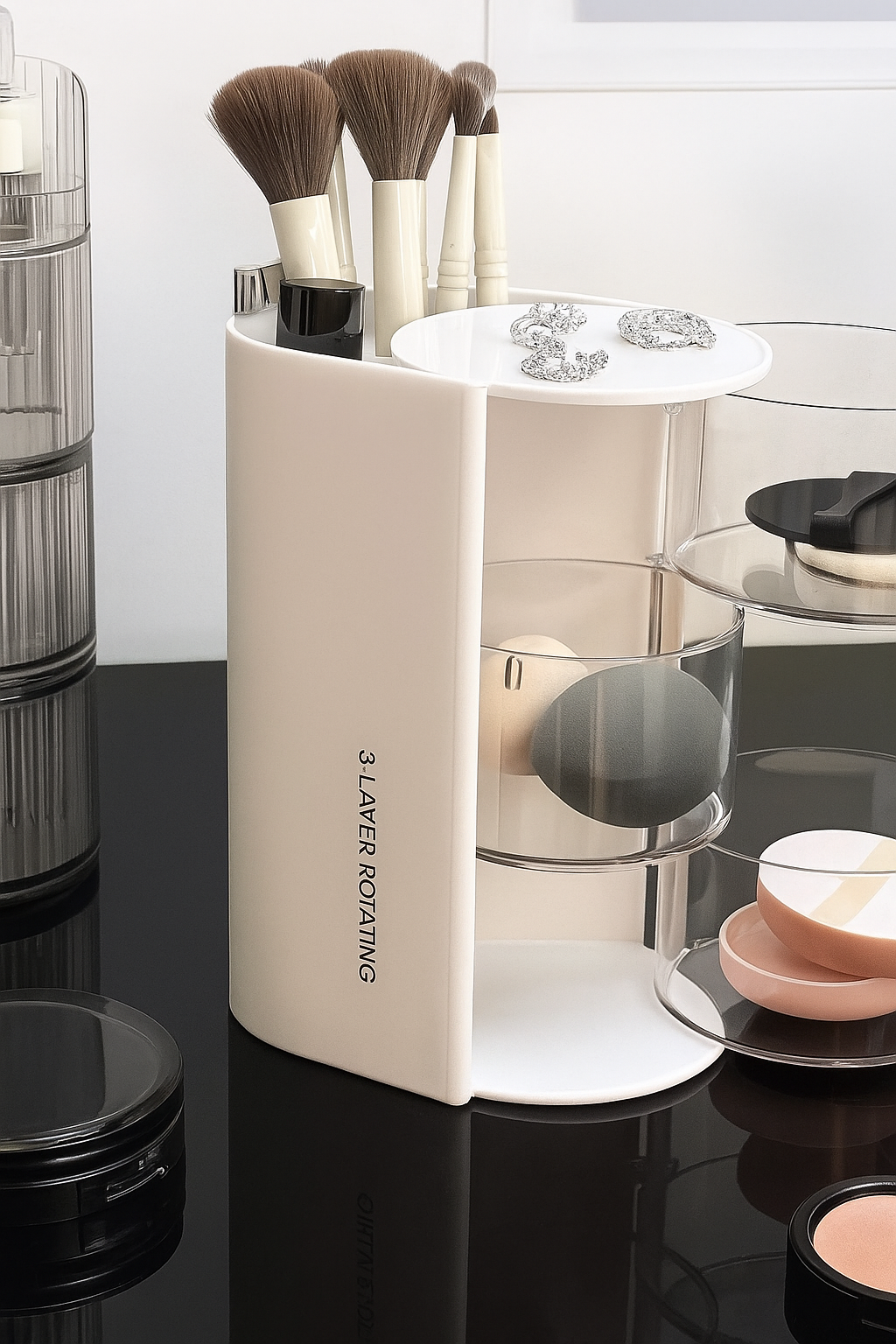 3-Layer Rotating Makeup Organizer