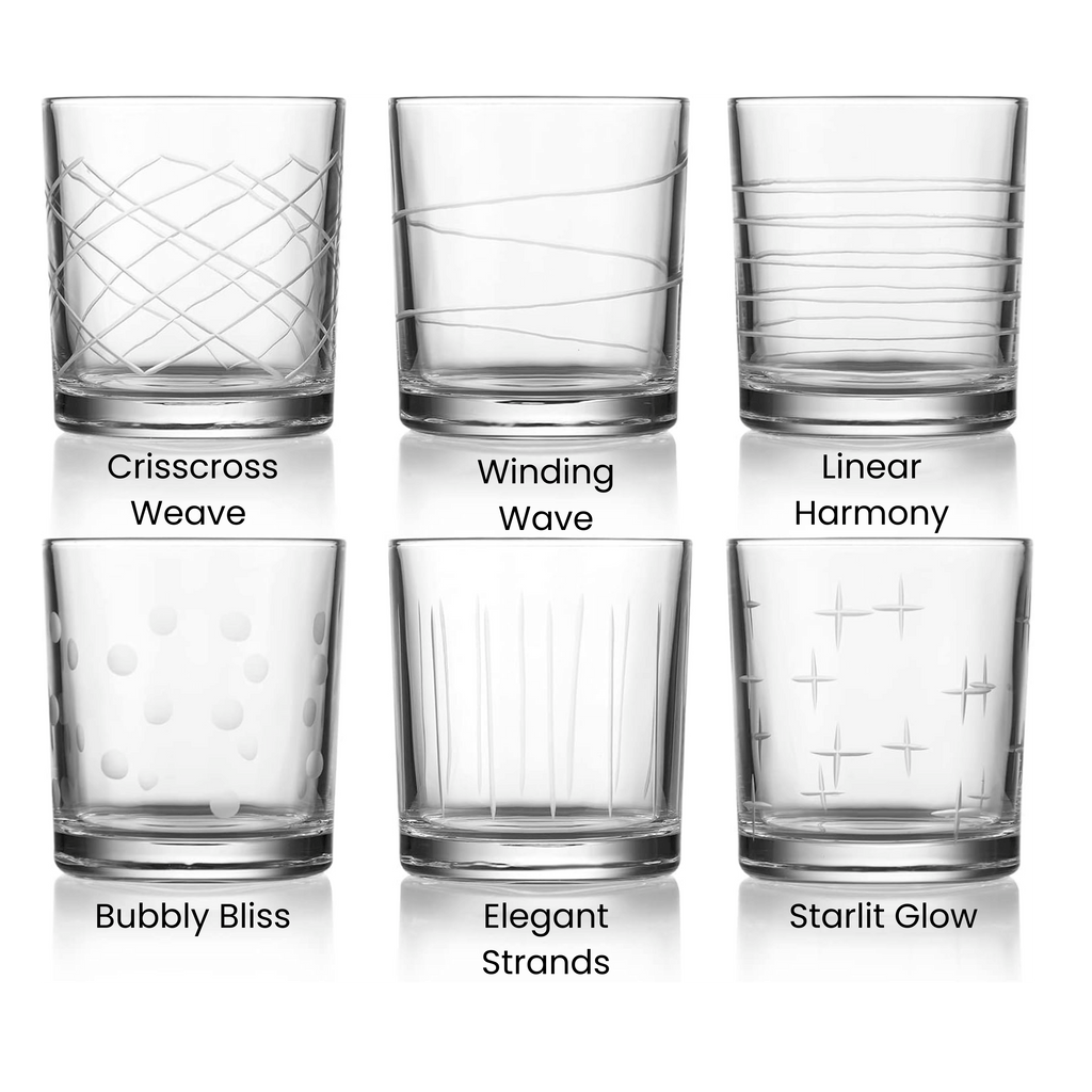 Vintage-Inspired Etched Whiskey Glass Set