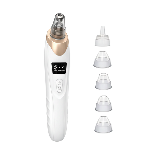 White and gold electronic device with multiple attachments on a white background