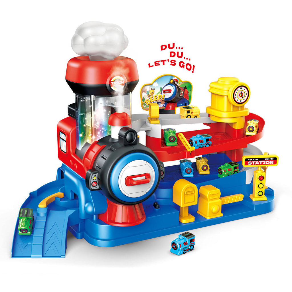 Spray Steam Train Station Playset