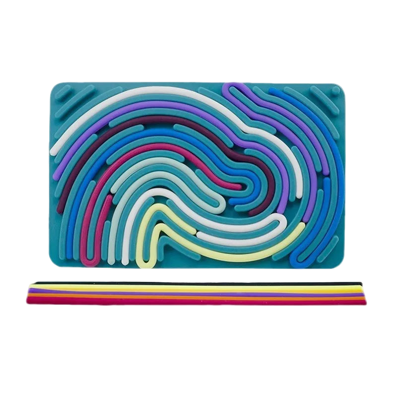 Colorful plastic straws on a blue tray with a white background