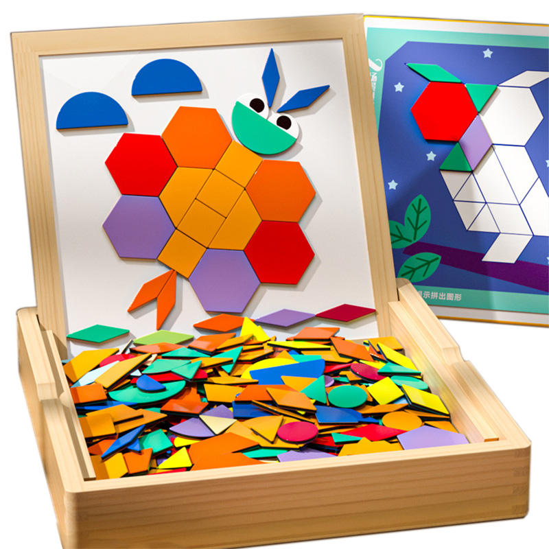 Wooden Magnetic Pattern Blocks Set – 168 PCS