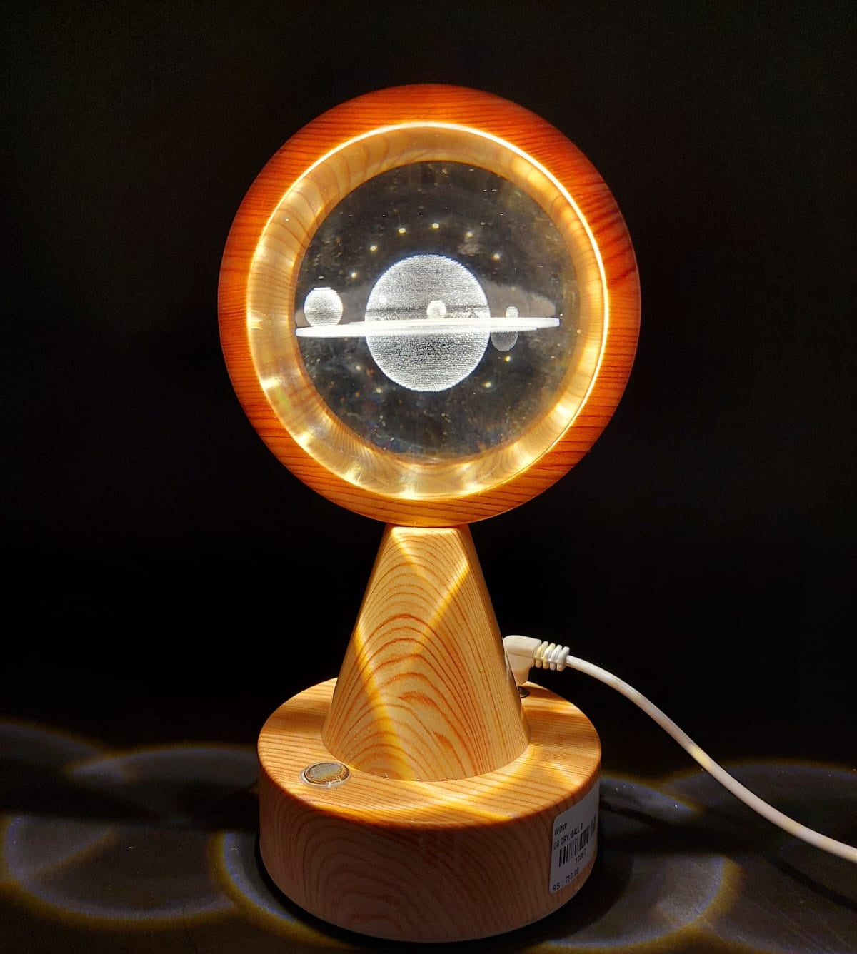 Led Crystal Ball Lamp With Wood