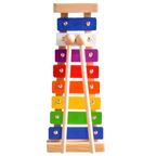 Wooden xylophone for kids with eight colour-coded tuned bars and two wooden beaters