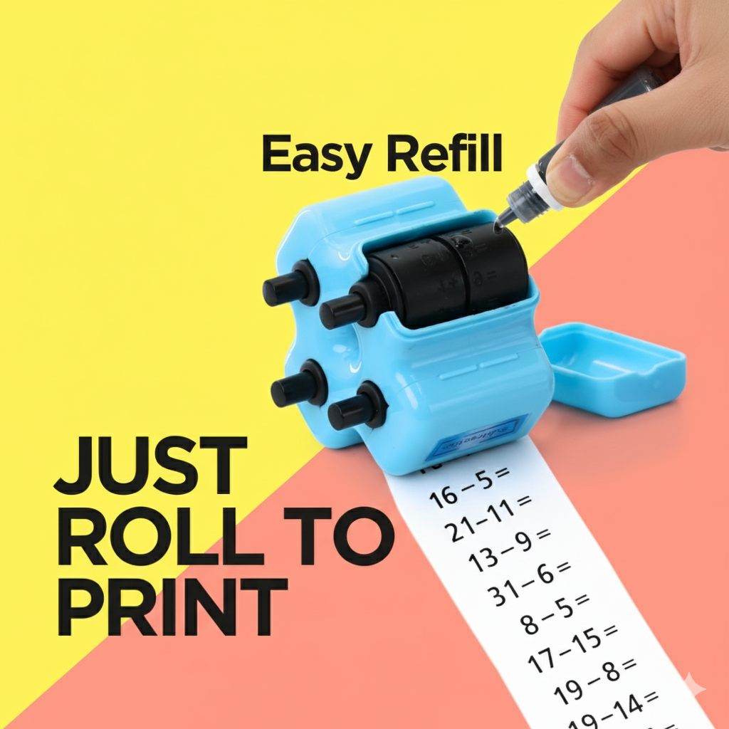 Math Stamp – 4 in 1 Roller Stamp shown in detail – educational & stem toys for kids