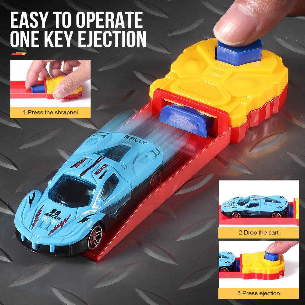 Car Catapult Racing Set – 4 Die-Cast Cars with Launcher