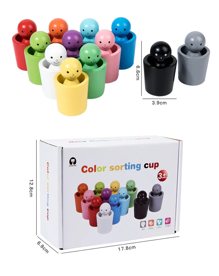 Montessori Wooden Colour Sorting Cup