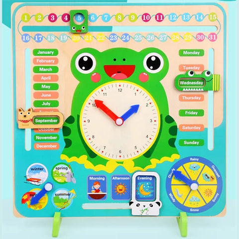 Wooden Calendar & Clock Board — Frog – product view 3 of 13