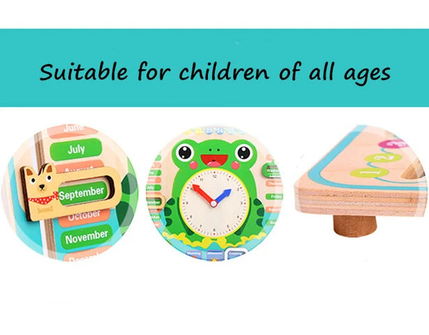 Wooden Calendar & Clock Board — Frog – product view 4 of 13