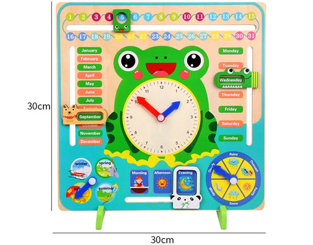 Wooden Calendar & Clock Board — Frog – product view 13 of 13